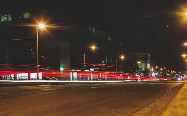 Abstract Motion Blur Background Night Street Car Street Lamps City — Stock Photo, Image