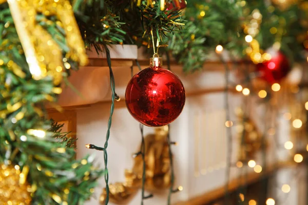 Natale Sfondo Vacanza Albero Decorato Con Palle Natale Giocattoli Felice — Foto Stock