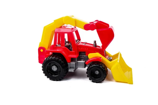 Children Toy Made Plastic Red Tractor Isolated White Background — Stock Photo, Image
