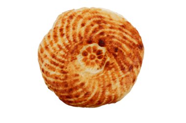 Özbek düz ekmeği-geleneksel Özbek ekmeği, üst manzara,