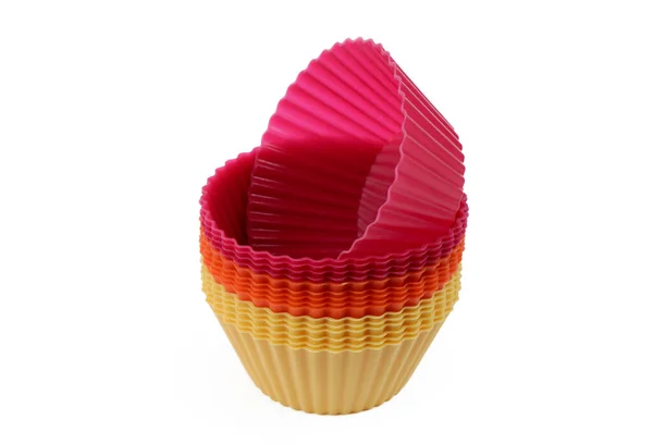 Silikonový Muffin Pečení Misky Izolované Bílém Pozadí — Stock fotografie