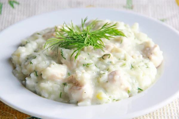 Creamy risotto with chicken — Stock Photo, Image