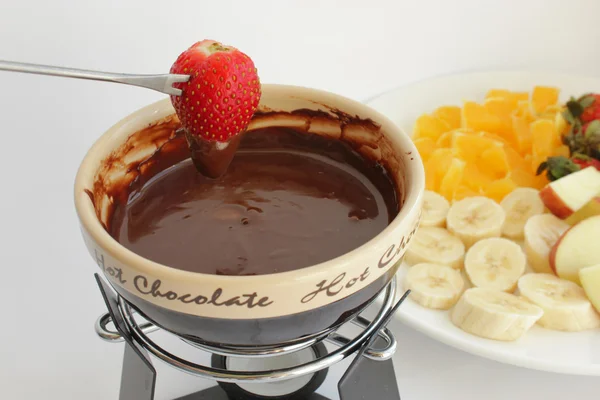 과일 초콜릿 퐁듀 — 스톡 사진