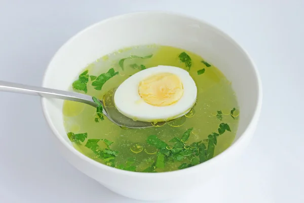 Supă de pui cu ou — Fotografie, imagine de stoc