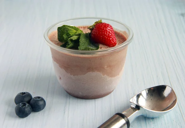 Homemade Chocolate Ice Cream Soft Ice Cream Cocoa Delicious Summer — Fotografia de Stock