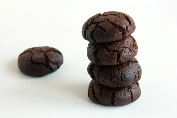 Homemade Brownie Cookies Plate Chocolate Crack Cookies Plate Sweet Cookies — Fotografie, imagine de stoc