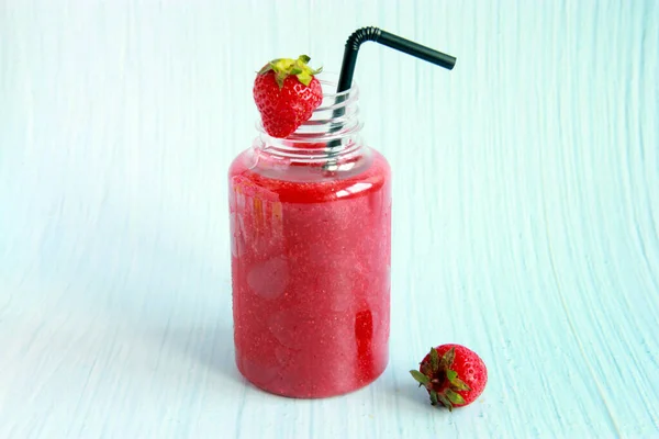 Vegan Smoothie Dairy Free Strawberry Smoothie Bottle Healthy Vegan Smoothie —  Fotos de Stock