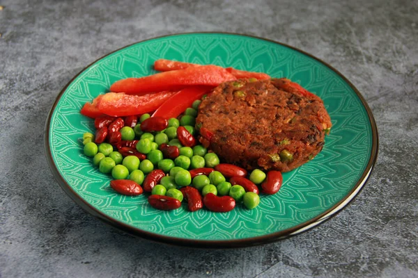 Vegan Cutlets Made Red Bean Green Peas Bell Pepper Healthy — Fotografie, imagine de stoc