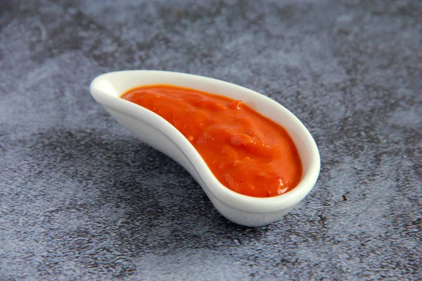 Vegan Dip Sauce Harissa Made Roast Red Bell Pepper Spices — Fotografie, imagine de stoc