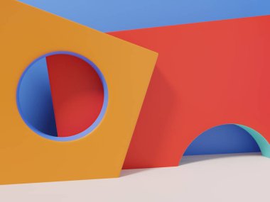 Güzellik ve Moda Ürünleri İçin 3D Renklendirme Minimum Geometrik veya Soyut Ürün Görünümü Arkaplanı. Çoklu Renkler.