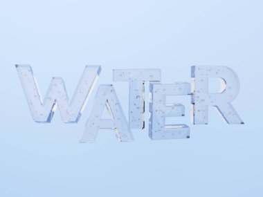 Güzellik, Cilt Bakımı, Yiyecek ve İçecek Reklamları için Su Damlaları Arkaplanı ile 3B Hazırlama Metni Efekti.