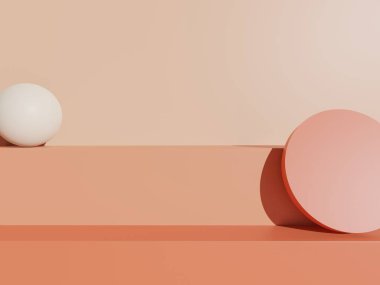 Güzellik, Kozmetik Ürünleri veya Cilt Bakımı Görünümü için Geometrik Bloklarla 3 Boyutlu Renklendirme Renk Stüdyosu Çekimi Arkaplanı.