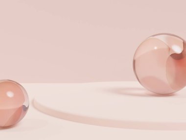3D görüntüleme Asyalı, Çinli, Japon ya da Koreli Ürün Ürünleri Arkaplanı. Şenlikli Gıda, İçecek ve Güzellik Ürünleri İçin Suluboya Kristal Küreler.