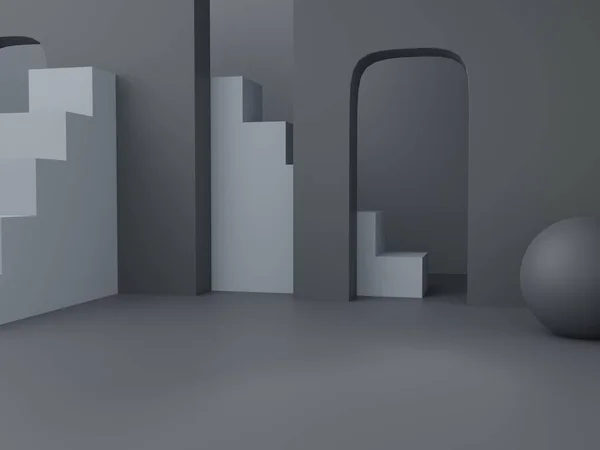 3Dレンダリング男性の黒 グレー 白のテーマスタジオショット製品表示の背景抽象的なプラットフォームとグルーミング トイレタリー スキンケア ヘルスケア製品のための階段 — ストック写真