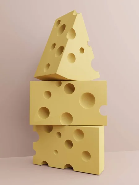 Rendering Studio Shot Cartoon Cheese Product Display Background Para Snack — Fotografia de Stock