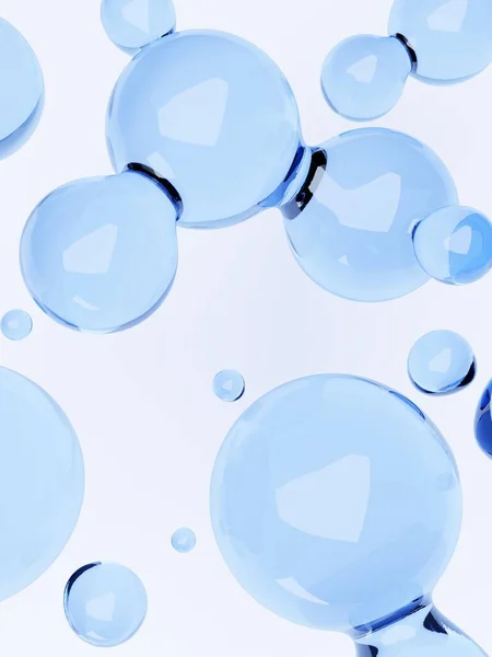 3Dレンダリングスタジオショットライトブルーは 美しさ スキンケア 食品や飲料広告製品ディスプレイの背景を水滴 — ストック写真