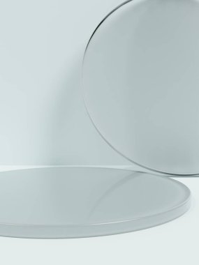 Yaz Sağlık ve Skincare Ürünleri için 3 Boyutlu Yapılandırma Geometrik veya Soyut Şekil Akrilik Cam Halkalar Ürün Arkaplanı.
