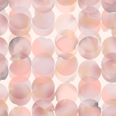 Vector Gradient Mesh Watercolor Drawing Overlapping Round Shapes Seamless Pattern in Pastel Pink.