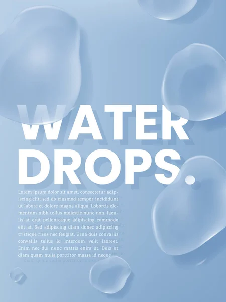 Vector Minimalist Abstract Waterdruppels Affiche Boekomslag Advertentie Achtergrond Lichtblauw — Stockvector