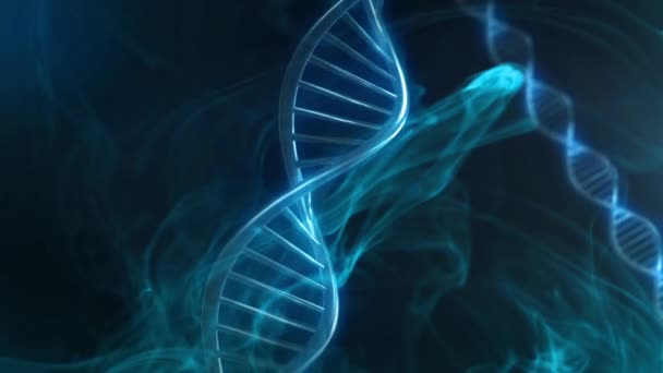 Blauw bloed dna strand gloed in slow motion - 3d animatie — Stockvideo