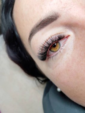 Güzellik salonu makro gözünde kırbaç uzantıları. Yüksek kalite fotoğraf