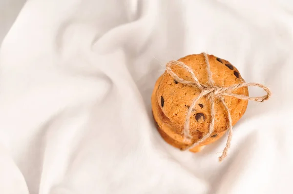 Süße Knusprige Kekse Mit Dunkler Schokolade Für Teatime Kopierraum — Stockfoto