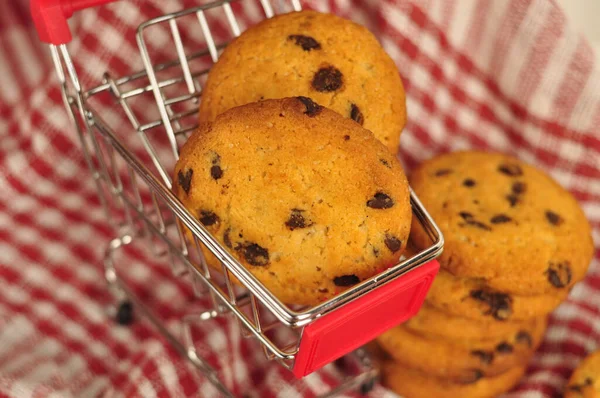 Galletas Crujientes Dulces Con Chocolate Negro Para Espacio Copia — Foto de Stock