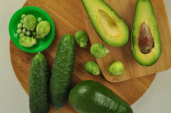 Groene Vitaminegroenten Voor Caloriearme Salade Hoge Kwaliteit Foto — Stockfoto