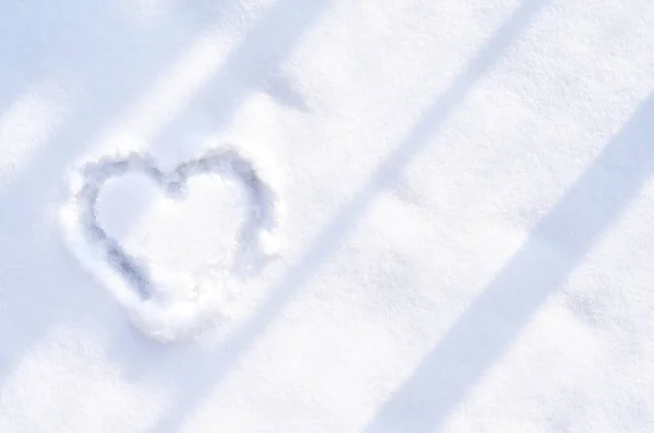 Coração Pintado Espaço Branco Cópia Neve Foto Alta Qualidade — Fotografia de Stock