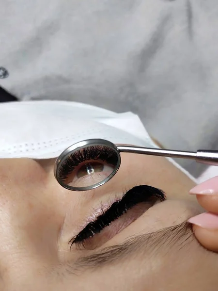 Lash Extensions Beauty Salon Macro Eye High Quality Photo — Stock Photo, Image
