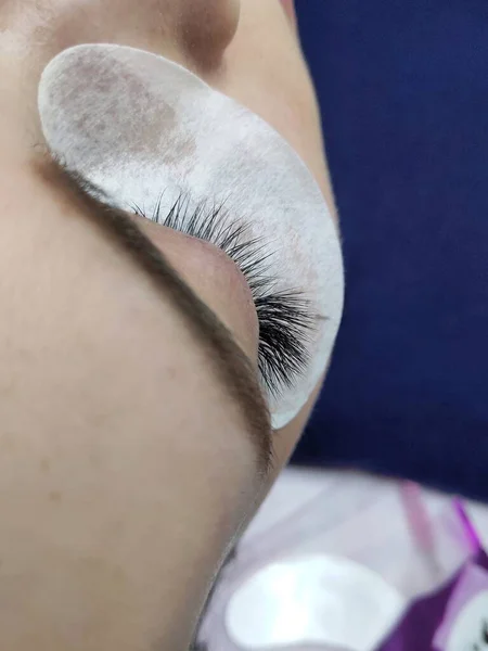 Lash Extensions Schoonheidssalon Macro Eye Hoge Kwaliteit Foto — Stockfoto