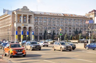 Kyiv, Ukrayna, - 23 Şubat 2022 Bağımsızlık Meydanı barışçıl günleri. Yüksek kalite fotoğraf