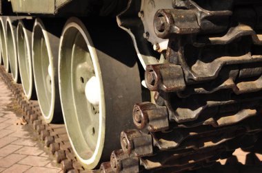 Çarkıfelek tank savaş teçhizatını kapatın. Yüksek kalite fotoğraf