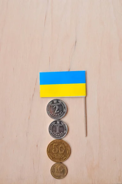 Notas Ucranianas Ghryvna Moedas Conceito Monetário Nacional Espaço Cópia — Fotografia de Stock