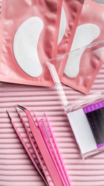 Kirpik ilavesi için malzeme ve ekipman. Yüksek kalite fotoğraf