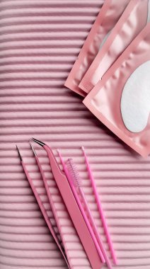 Kirpik ilavesi için malzeme ve ekipman. Yüksek kalite fotoğraf