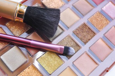 Makyaj için, yüz estetiği için rengarenk paletler. Yüksek kalite fotoğraf