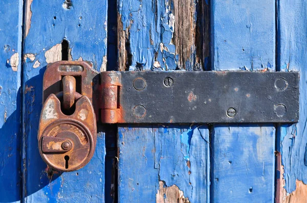 Lock for safety on the entrance outside . High quality photo