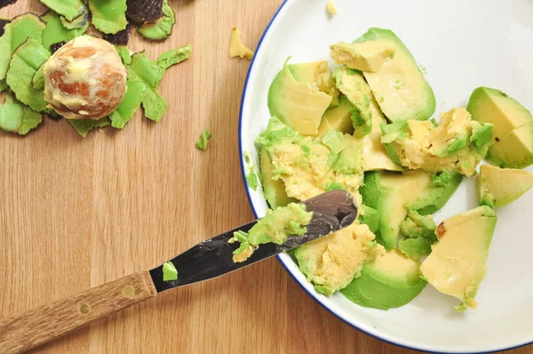 Close Van Pulp Van Groene Avocado Plantaardige Voeding Gezonde Levensstijl — Stockfoto