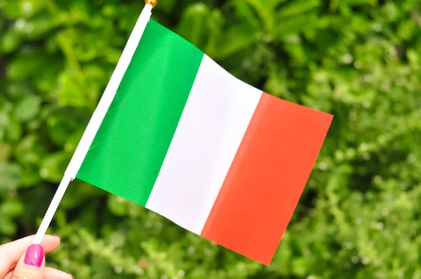 close up of italian national flag green white and red colors.