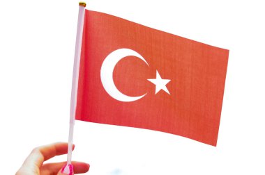 Türk ulusal kırmızı bayrağını ay ve yıldızlarla kapatın.