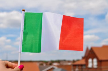 İtalyan ulusal bayrağını kapatın yeşil beyaz ve kırmızı renkler.