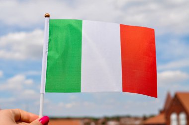 İtalyan ulusal bayrağını kapatın yeşil beyaz ve kırmızı renkler.