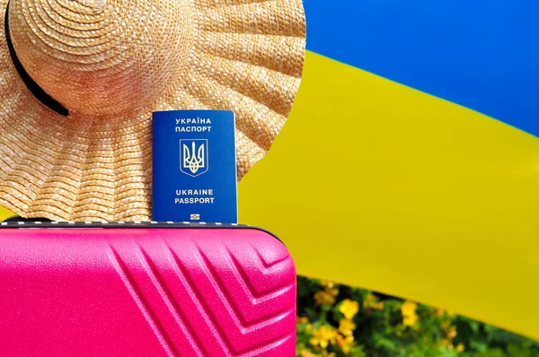 Ukrainian Internukrainian International Biometric Passport Bag Travel Close Translation Ukrainian — Zdjęcie stockowe