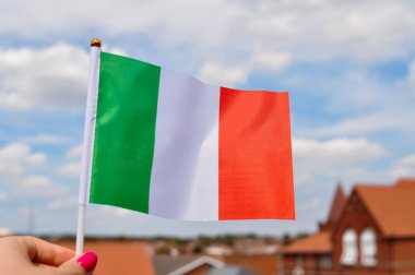 İtalyan ulusal bayrağını kapatın yeşil beyaz ve kırmızı renkler.