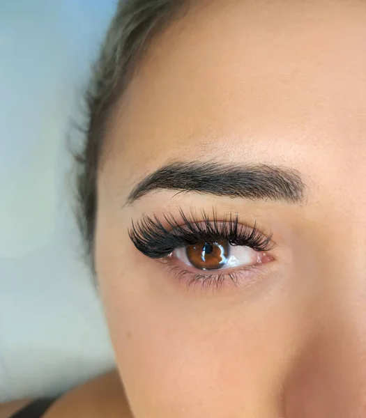 Close Eyelash Extensions Mega Volume Kim Wet Effect High Quality — Foto de Stock