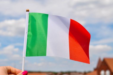 İtalyan ulusal bayrağını kapatın yeşil beyaz ve kırmızı renkler.