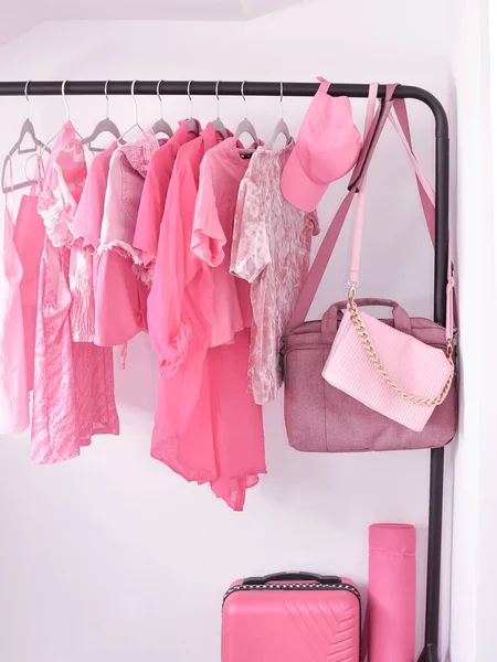 Pink Woman Clothes Fitting Room Summer Spring Look Girls High — Stock Fotó