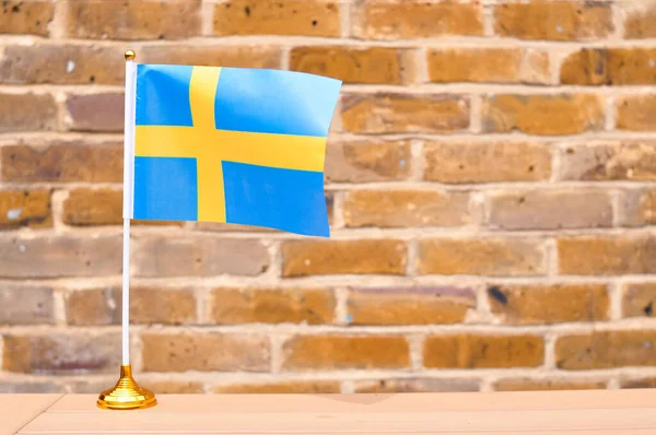 Close National Flag Sweden Yellow Blue Colors — Stockfoto