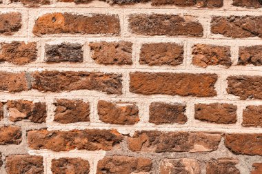 Red and brown brick texture background copy space. High quality photo